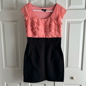 Iz Byer Coral & Black Fitted Pencil Dress